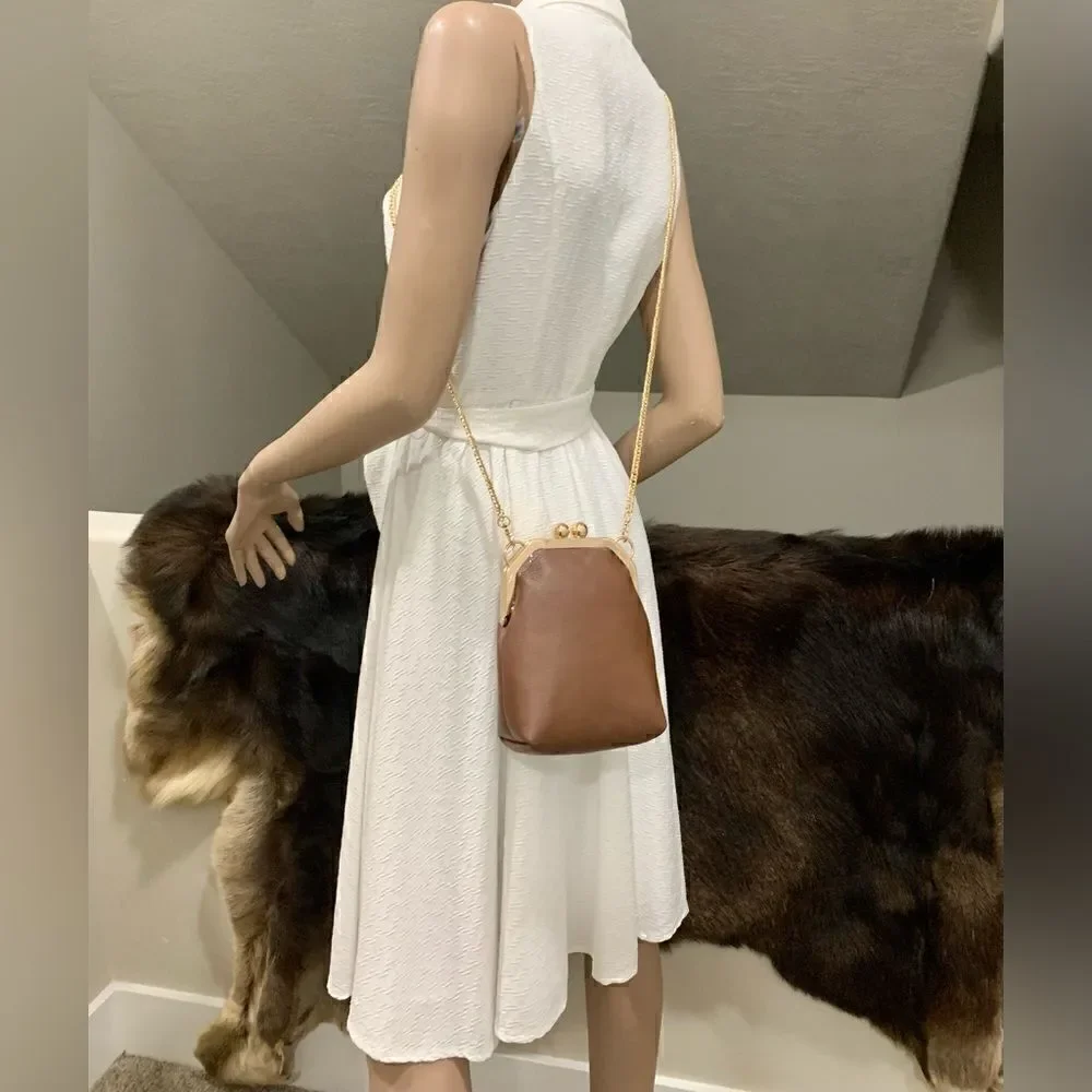 Handmade Genuine Leather Purse/Push Lock Crossbody/Shoulder bag